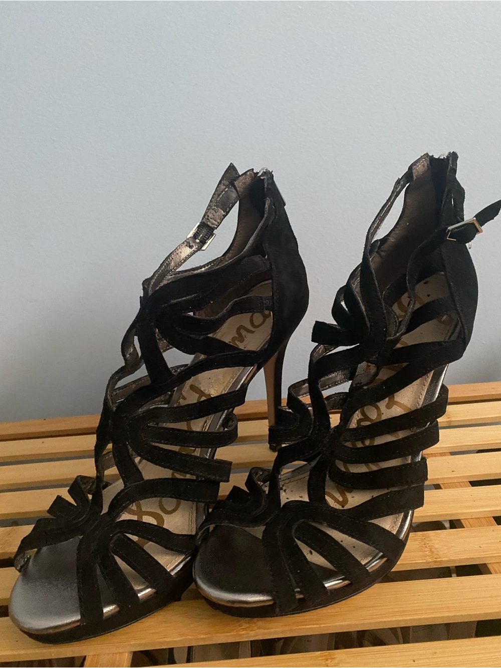 Black Strappy High Heel Sandals - Women's